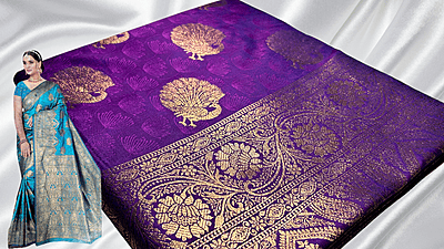Banarasi Wedding Jari Silk Saree - Purple Banarasi Wedding Jari Silk Saree - Purple