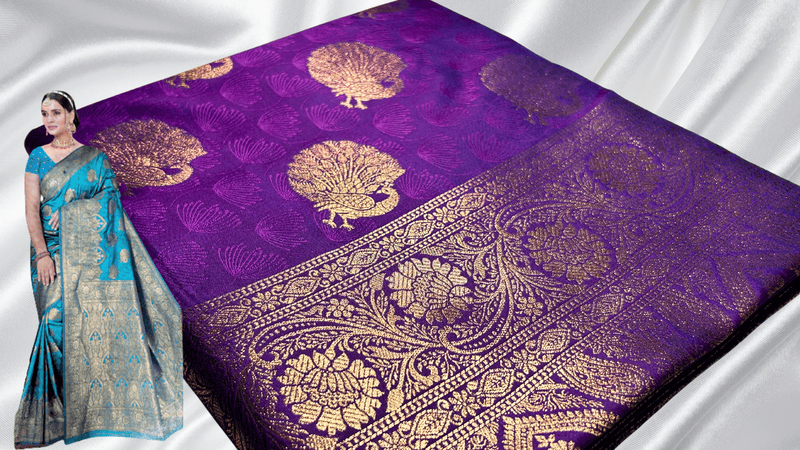 Banarasi Wedding Jari Silk Saree - Purple
