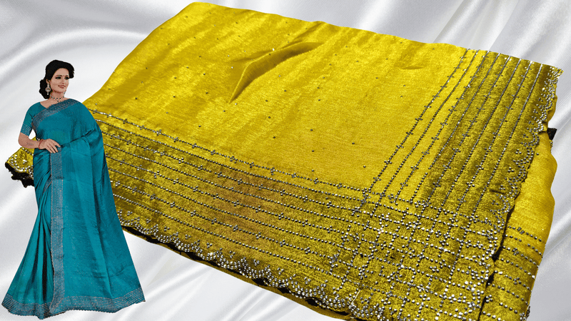 Sparkle Space Silk Stone Work Saree - Lemon