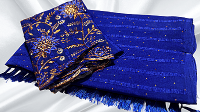 Solo Popcorn Gold Designer Saree - Ink Blue Solo Popcorn Gold Designer Saree - Ink Blue