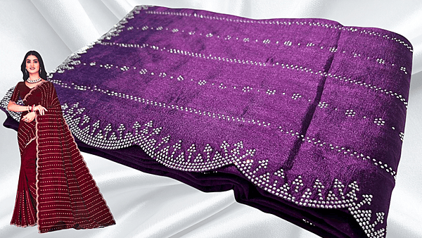 Maharani Stone Work Saree - Purple