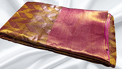 Jyothika Gold Pink Leaf Fancy Silk Saree