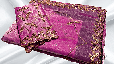 Super Hit Space Embroidery Stone Work Saree - Barbie Pink