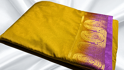Mysore Silk Manga jari Saree - Mustard