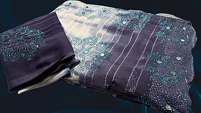 Sun Rose Aari Work Fancy Saree - Lavendar