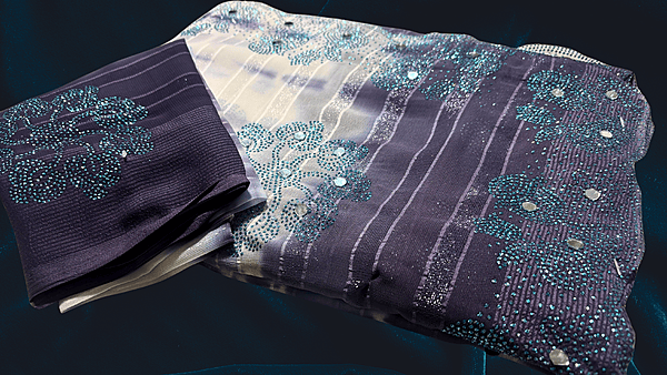 Sun Rose Aari Work Fancy Saree - Lavendar