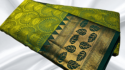 Tulsi Fancy Silk Jari Saree - Leaf Green