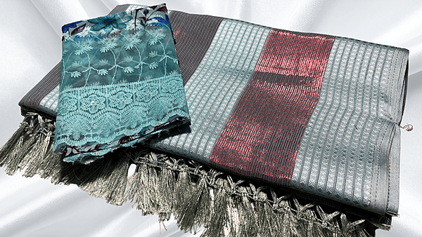 Red Chilli Foreign Style Saree - Sea Blue