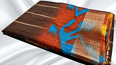 Handloom Digital Soft Saree - Brown