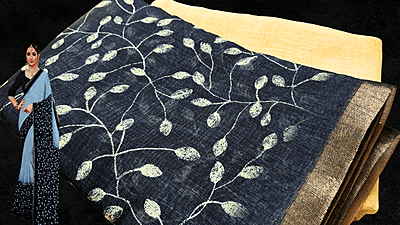 Sindoor Linen Cotton Doubly Saree - Yellow