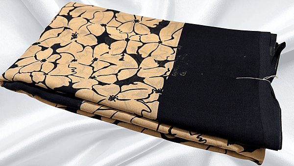 Fini Soft Daily Wear Saree - Black & Sandal Flower