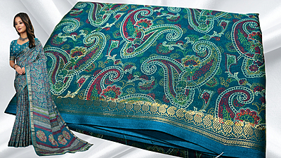 Aariv Binny Silk Small Jari Saree - Aqua Aariv Binny Silk Small Jari Saree - Aqua