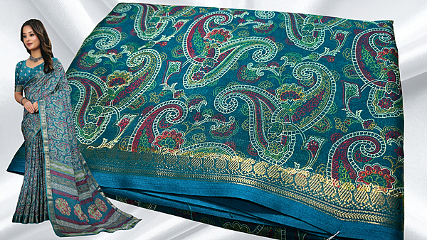 Aariv Binny Silk Small Jari Saree - Aqua