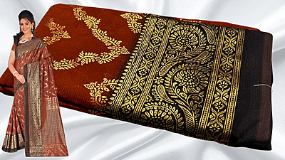 Necklace Goild Foil Dual Color Saree - Rust Orange