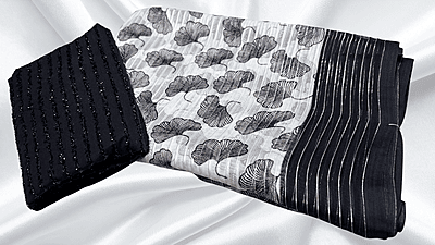 Love Heart White Soft Saree - Black