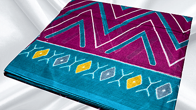 Pushpa Pure Cotton Saree - Magenta Blue Pushpa Pure Cotton Saree - Magenta Blue