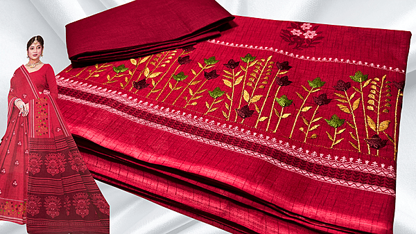 Prajakta Pure Cotton Embroidery Saree - Red