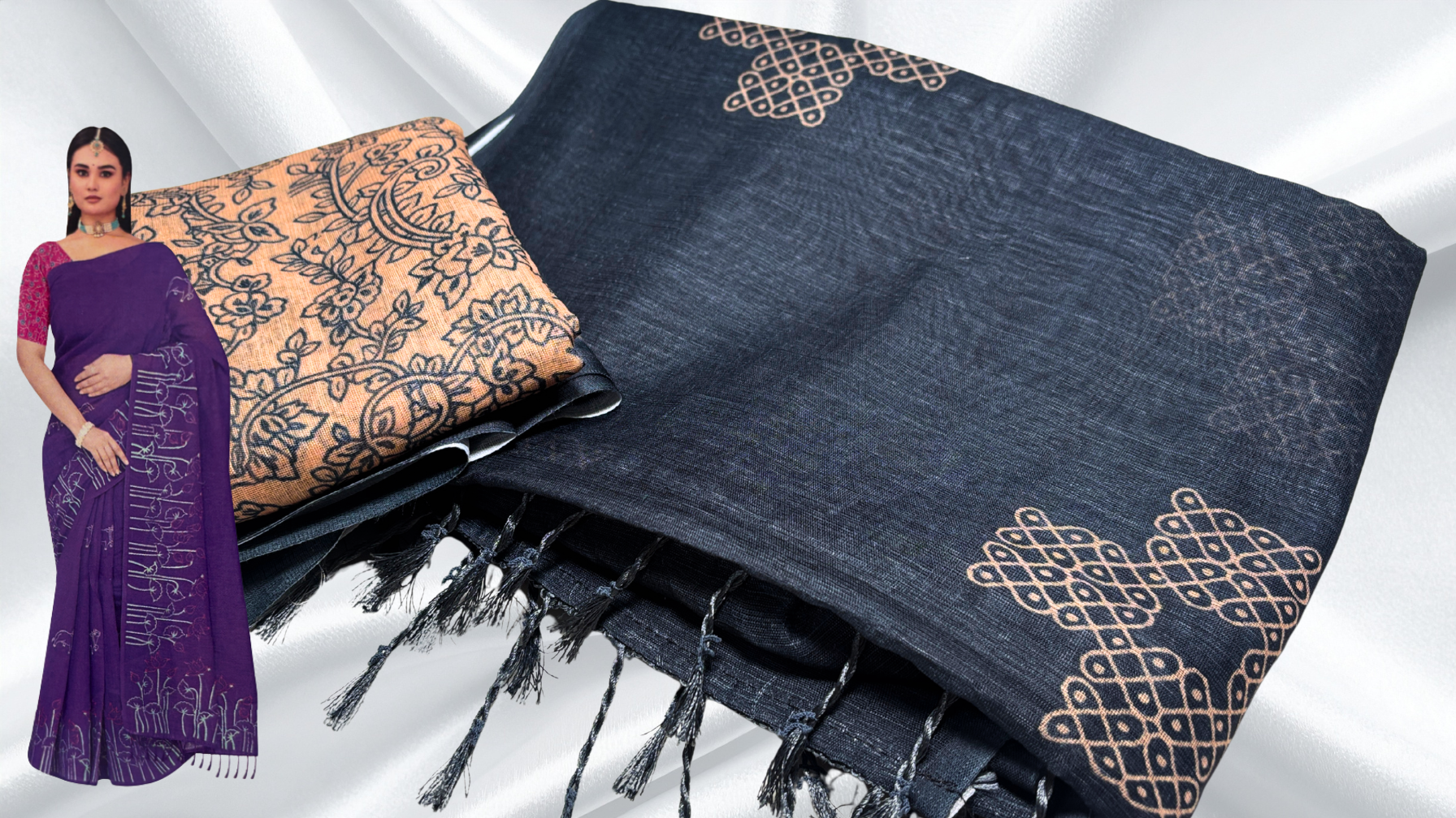 Cotton Queen Trending Saree - Gray Cream