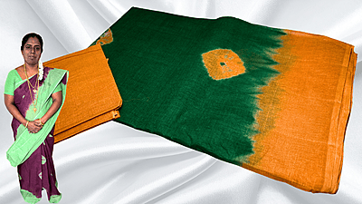Erode Pure Cotton Saree - Green & Mango