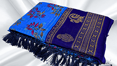 Jwala Chiffon Gold Foil Saree - Dark Blue