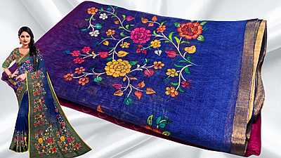Sindoor Fancy Digital Gradient Saree - Magenta Blue Sindoor Fancy Digital Gradient Saree - Magenta Blue