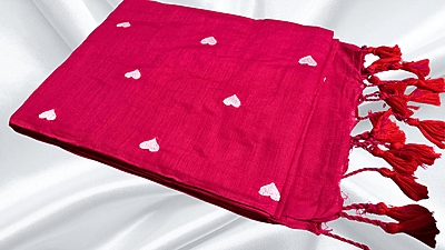 Kadhi Heart Embroidery Cotton Saree - Pink Kadhi Heart Embroidery Cotton Saree - Pink