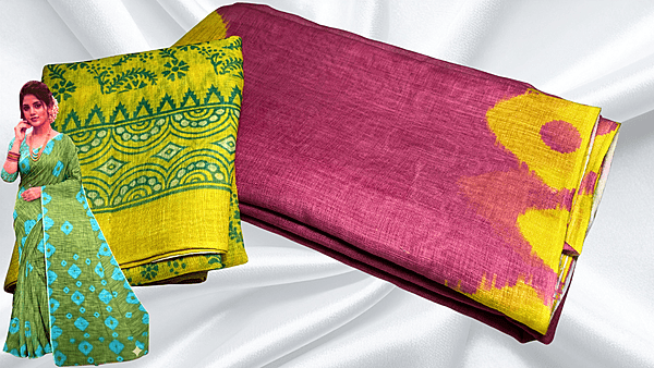 Shibori Cotton Diamond Dye Saree - Onion Pink & Yellow