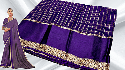 Viscose Georgette Queen Jari Silk Saree - Violet Viscose Georgette Queen Jari Silk Saree - Violet