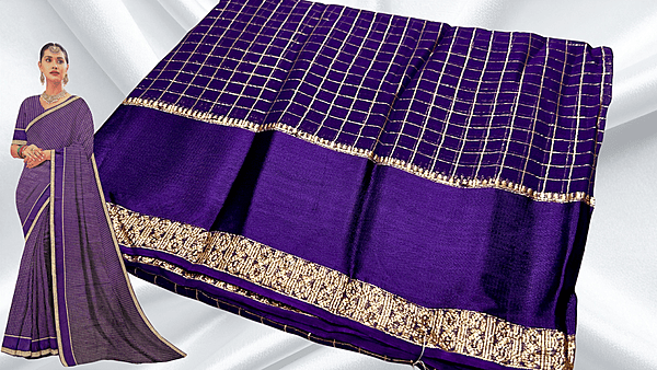 Viscose Georgette Queen Jari Silk Saree - Violet