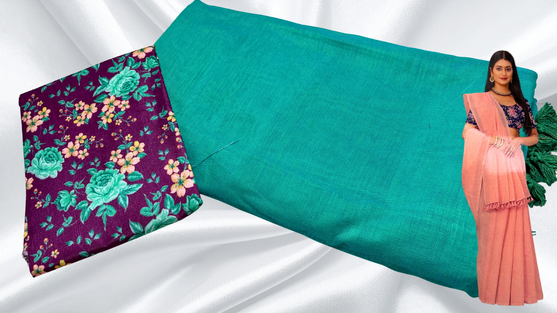 Soft Dermi Cool Cotton Saree - Blueish Green