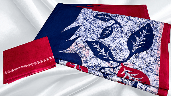 Scarlet Pure Cotton Styler Saree - Blue & Red