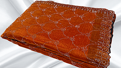 Classic Choice Space Silk Stone Work Saree - Saffron Classic Choice Space Silk Stone Work Saree - Saffron