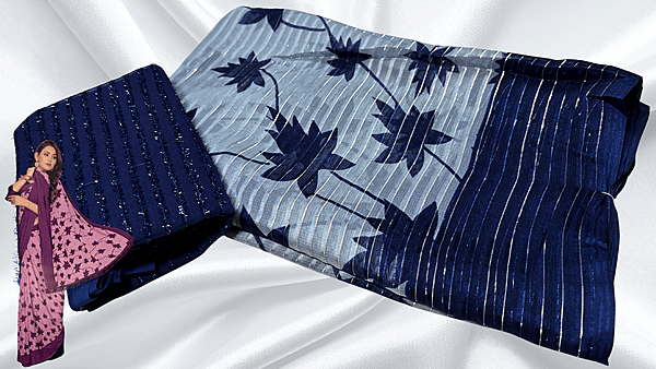 Mrudangi Soft Line Saree - Dark Blue