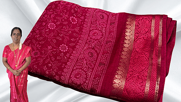 Soft Fancy Jeqard Jari Sik Saree - Rani Pink