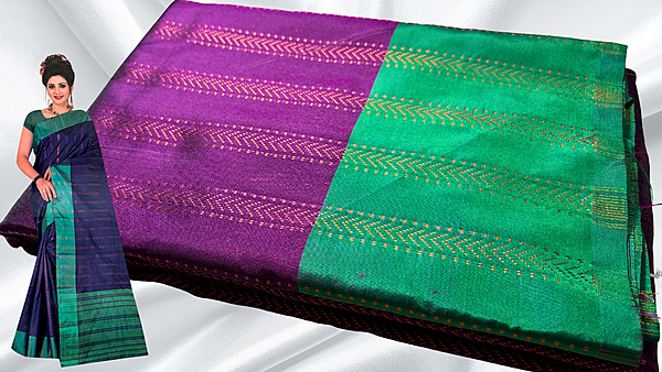 Aarni Pattu Line Jari Saree - Purple & Rexona