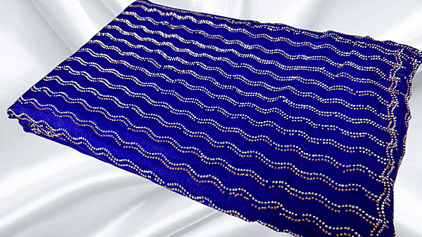 Space Silk Designer Stone PVC Saree - Ink Blue