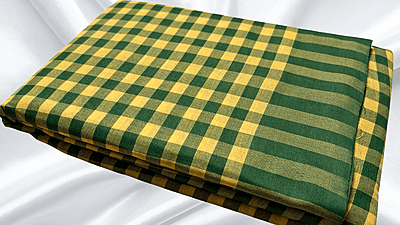 Jyotsna Soft Checks Cotton Saree - Yellow & Pine