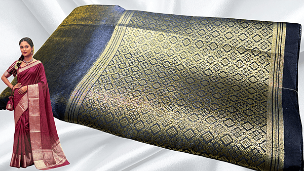 Good Look Fancy Silk Saree - Dark Blue