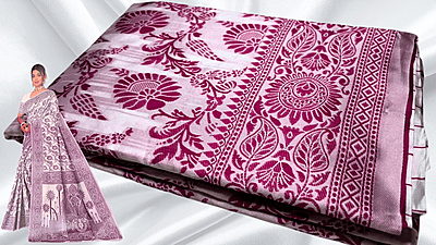 Sada Special White Thread Work Saree - Plum Sada Special White Thread Work Saree - Plum