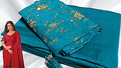 Vanshika Crush Fancy Designer Saree - Peacock Blue Vanshika Crush Fancy Designer Saree - Peacock Blue