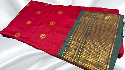 Gold Kanchi Semi Silk Saree - Red Gold Kanchi Semi Silk Saree - Red