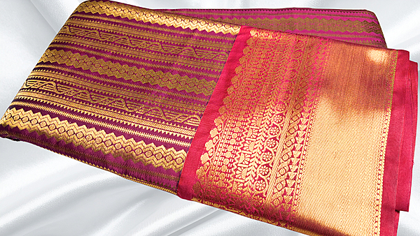 Kanchi Silk Gold Jari Saree - Magenta