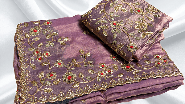 Express Girl Designer Space Silk Saree - Lavendar