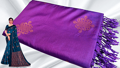 Trisha Kolam Design Jari Silk Saree - Purple Trisha Kolam Design Jari Silk Saree - Purple