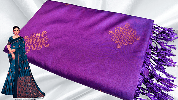Trisha Kolam Design Jari Silk Saree - Purple