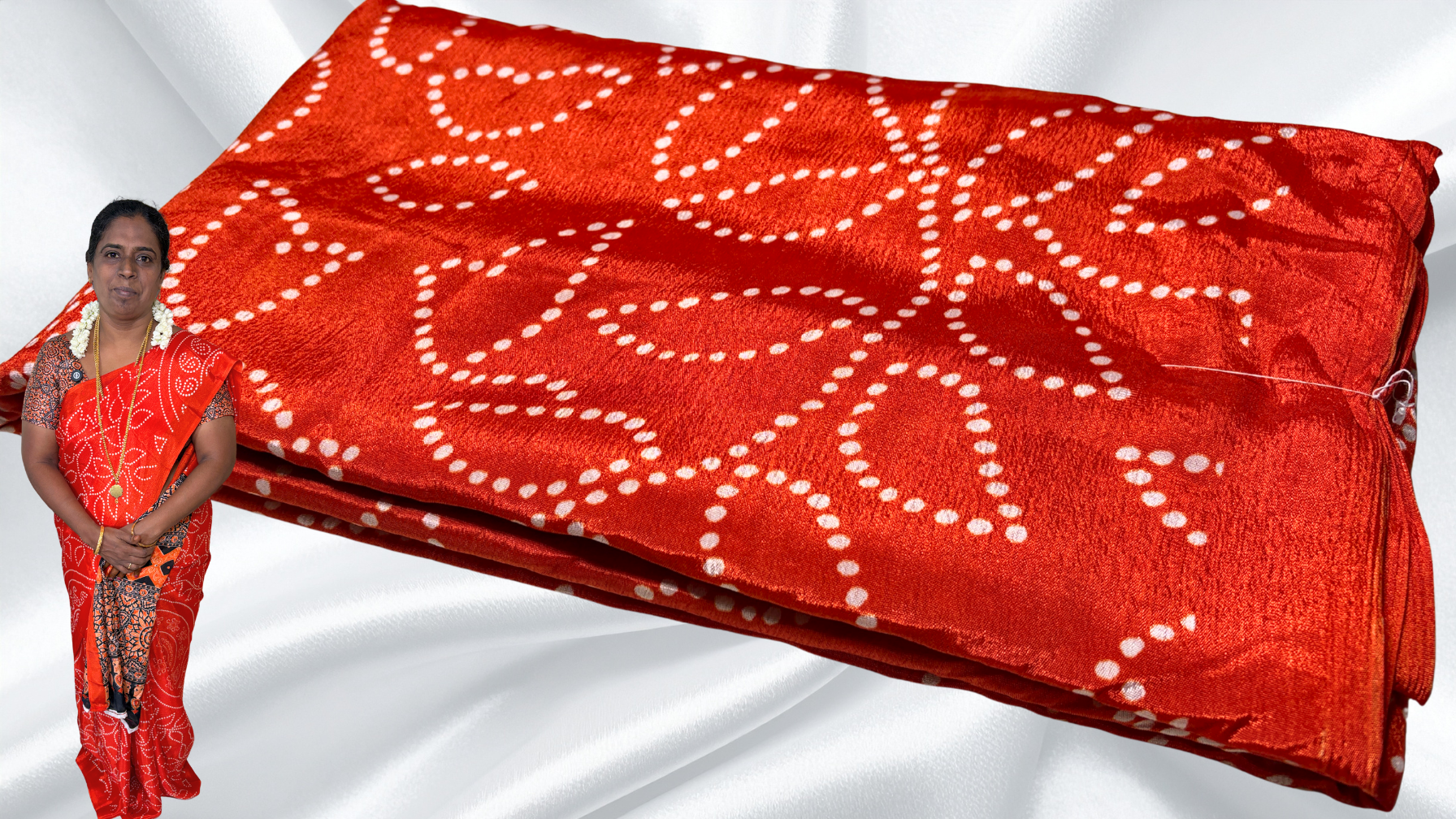 Fini Soft Ajrak Saree - Orange Fini Soft Ajrak Saree - Orange