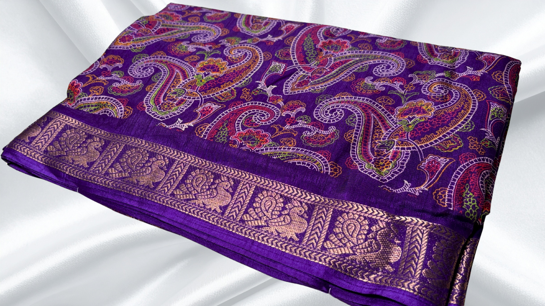 Aarvi Binny Silk Peacock Jari Saree - Purple