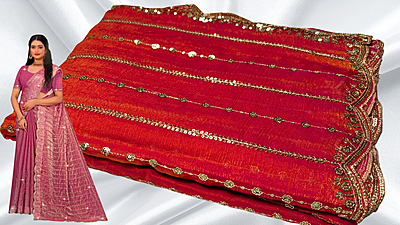 PVR Space Silk Designer Saree - Rani Pink PVR Space Silk Designer Saree - Rani Pink