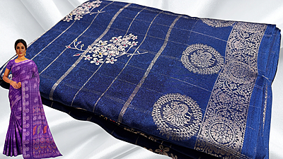 Samiksha Soft Marshmallow Gold Jari Saree - Dark Blue Samiksha Soft Marshmallow Gold Jari Saree - Dark Blue