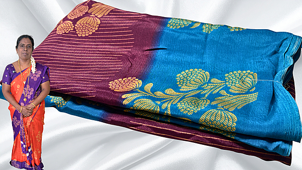 Fini Soft Turkey Line Silk Saree - Dark Plum